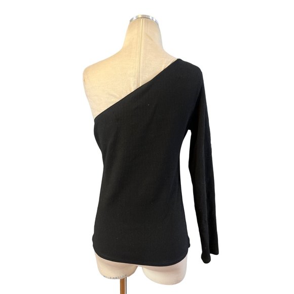 Reformation Stewart One Shoulder Tee Top in Black Large Womens Blouse - Picture 5 of 11